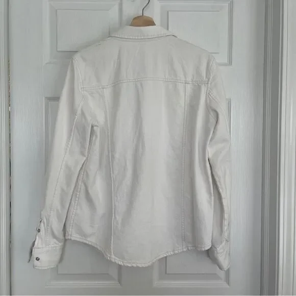 Zara White Denim Shirt/Jacket Sz M Gently Loved - Picture 5 of 6
